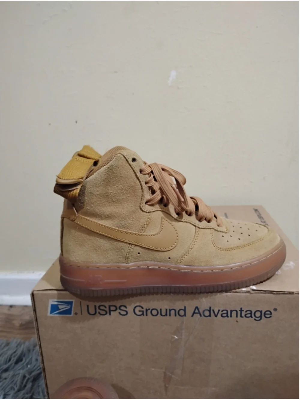 Nike Air Force 1 One High GS Youth Size 4.5 Wheat Flax Brown Suede CK0262-700